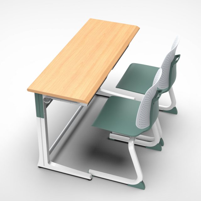 New school classroom double students chairs and table